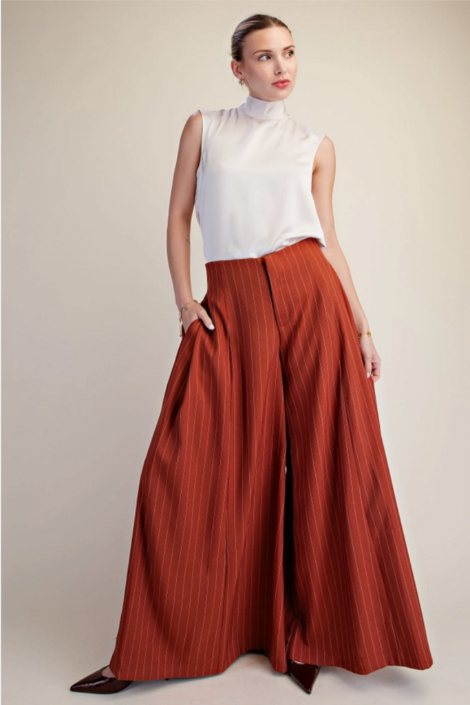 Glam A-Line Palazzo Wide Leg Stripe Pants