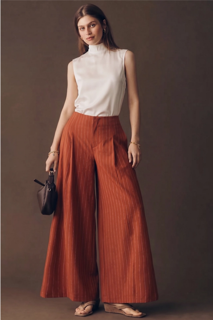 Glam A-Line Palazzo Wide Leg Stripe Pants