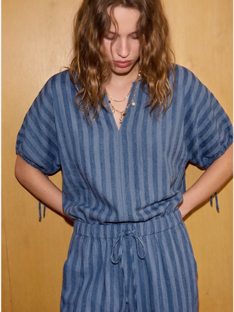 Glam V-Neckline Adjustable Tie Puff Sleeves Top
