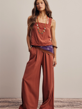 Forte Embroidered Tank & Wide-Leg Pants Set