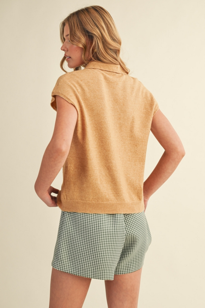 & Merci Cap Sleeve Collared Sweater Vest