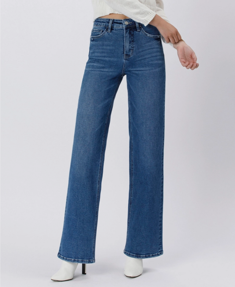 Lovervet by Flying Monkey Tummy Control 90's Super High Rise Wide Leg Jeans in Nicest