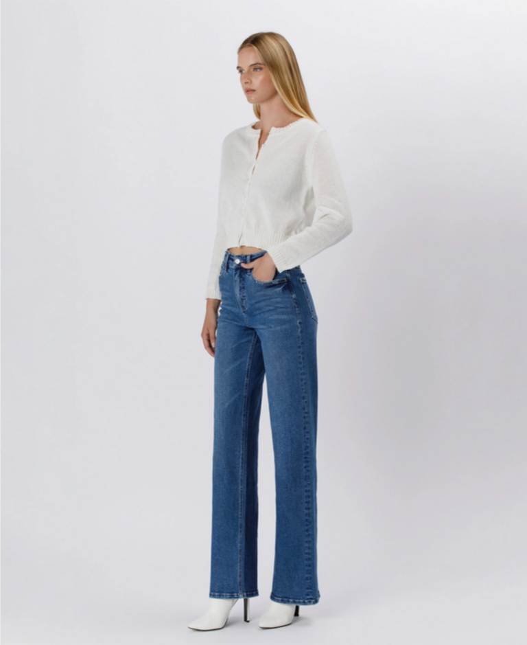 Lovervet by Flying Monkey Tummy Control 90's Super High Rise Wide Leg Jeans in Nicest