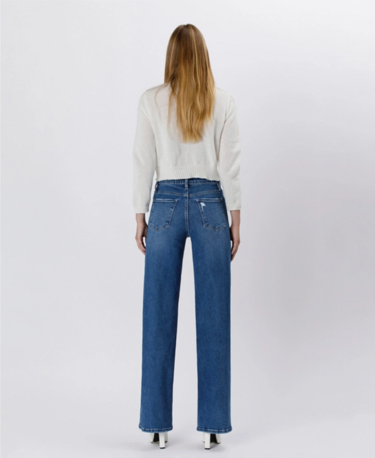 Lovervet by Flying Monkey Tummy Control 90's Super High Rise Wide Leg Jeans in Nicest