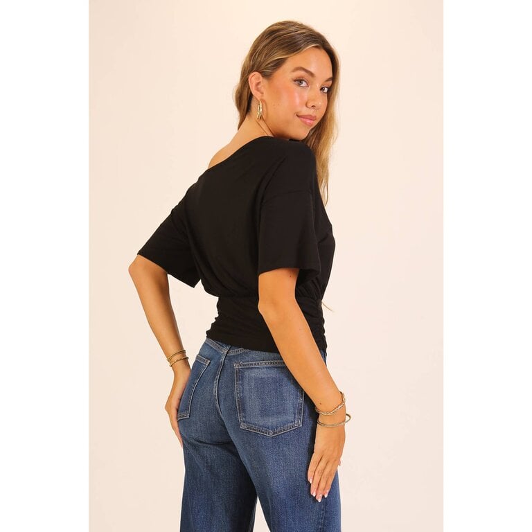 Timing One-Shoulder Ruched Waist Knit Top