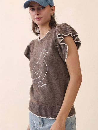 Oddi Bird Graphic Sweater Knit Top