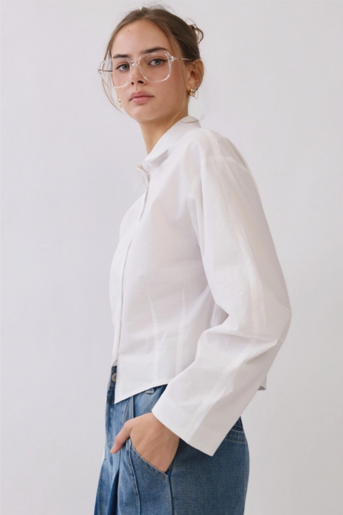 Oddi Cropped Button-Front Shirt