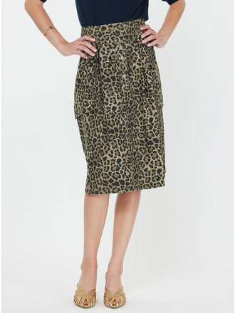 Current Air Leopard A-Line Midi Skirt