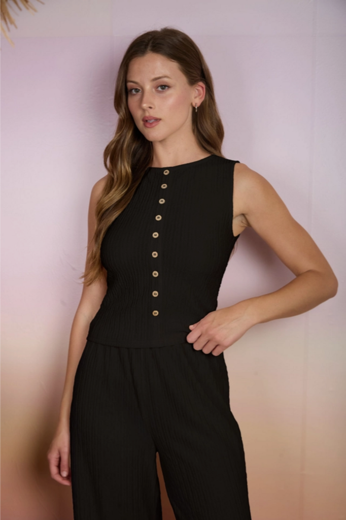 Blu Pepper Textured Mock Button Knit Top