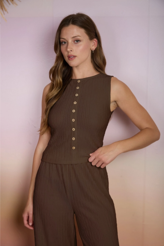Blu Pepper Textured Mock Button Knit Top