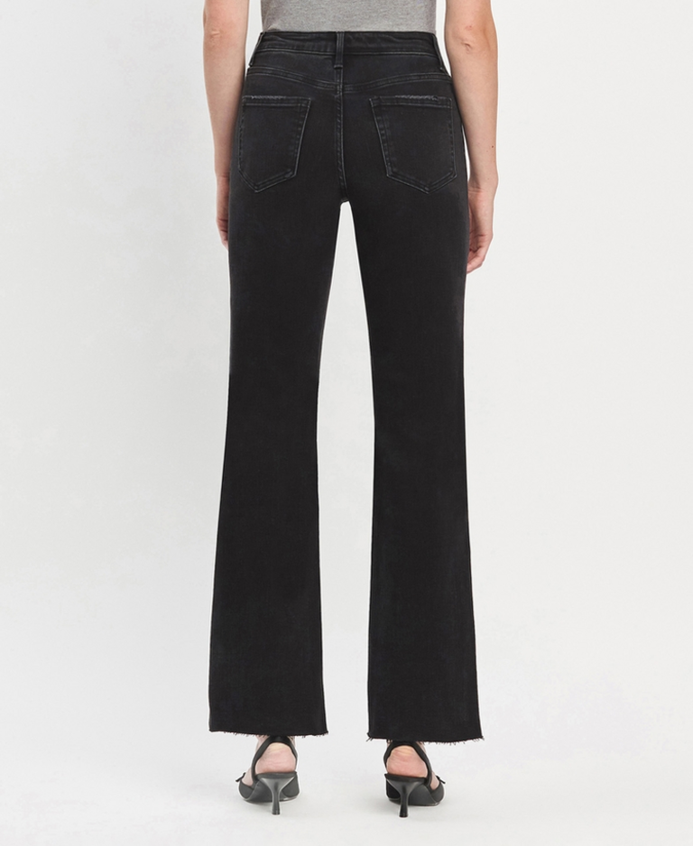 Flying Monkey High Rise Black Slim Wide Jeans in Smooth Black