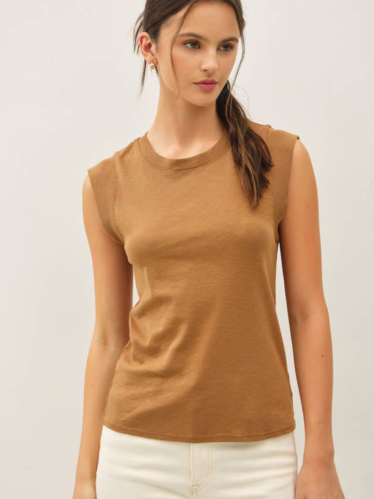 Be Cool Solid Cotton Cap Sleeve Tank Top
