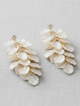 Blue Suede Jewels Acrylic Petal Tassel Earrings