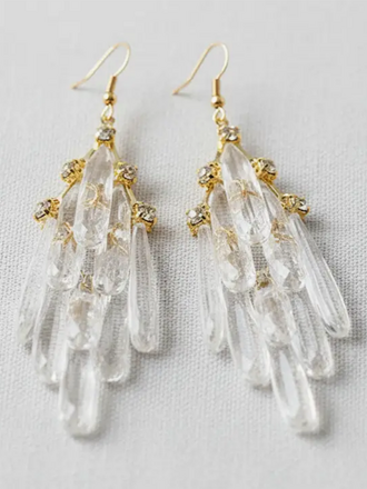 paperln Crystal Long Tassel Earrings