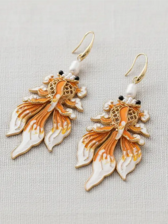 Blue Suede Jewels Koi Fish Statement Earrings