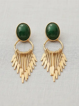 Blue Suede Jewels Resin Oval Tassel Earrings