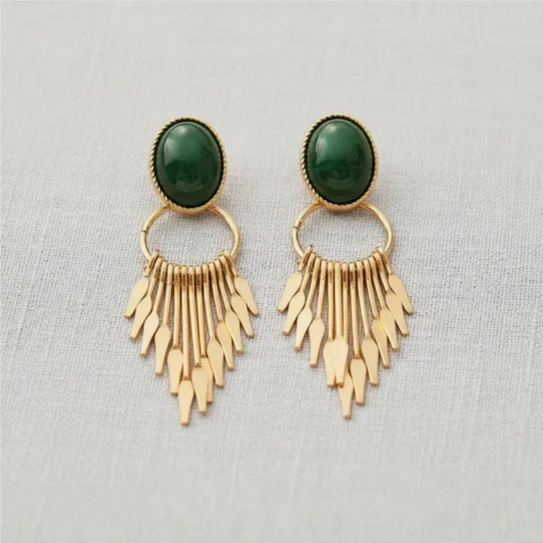 Blue Suede Jewels Resin Oval Tassel Earrings