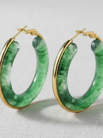 Blue Suede Jewels Resin Hoop Earrings