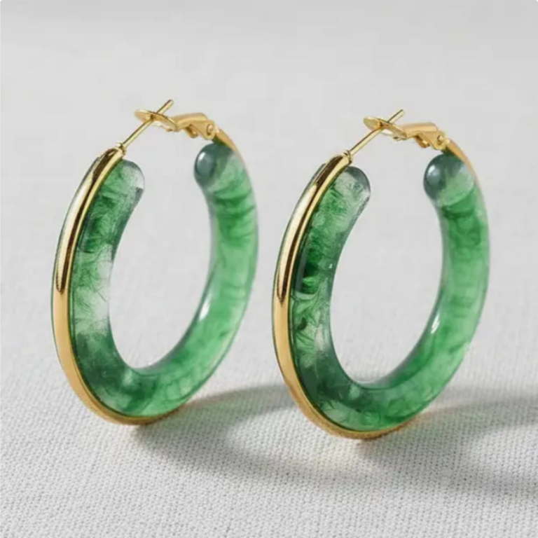 Blue Suede Jewels Resin Hoop Earrings