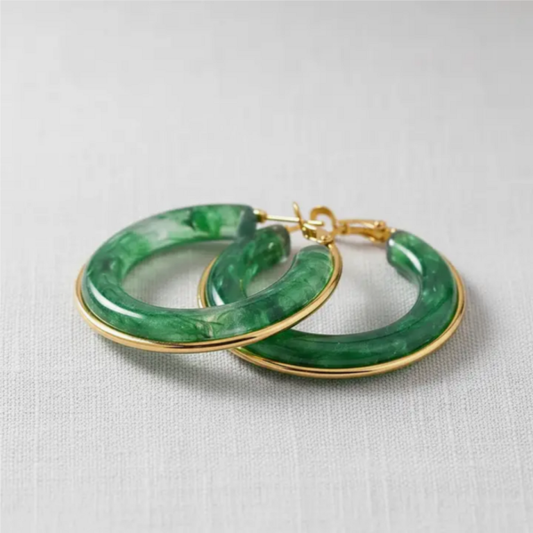 Blue Suede Jewels Resin Hoop Earrings