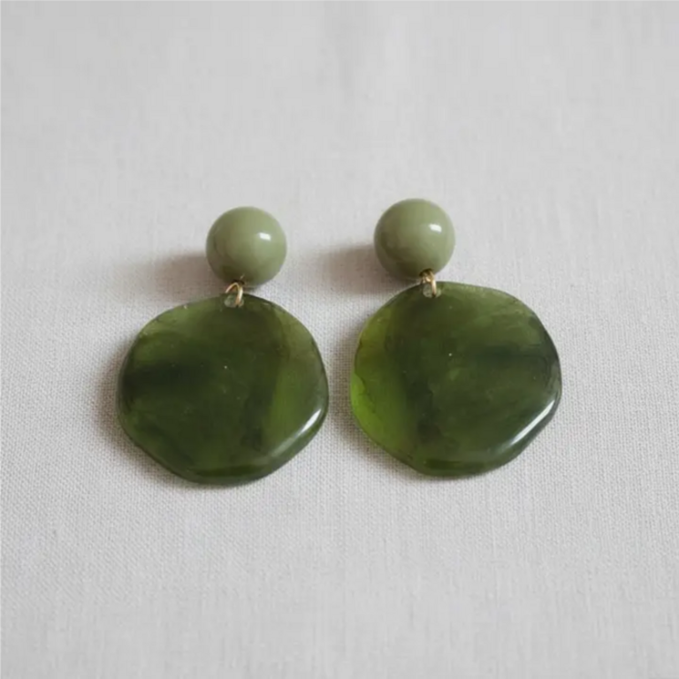 Blue Suede Jewels Resin Irregular Circle Earrings