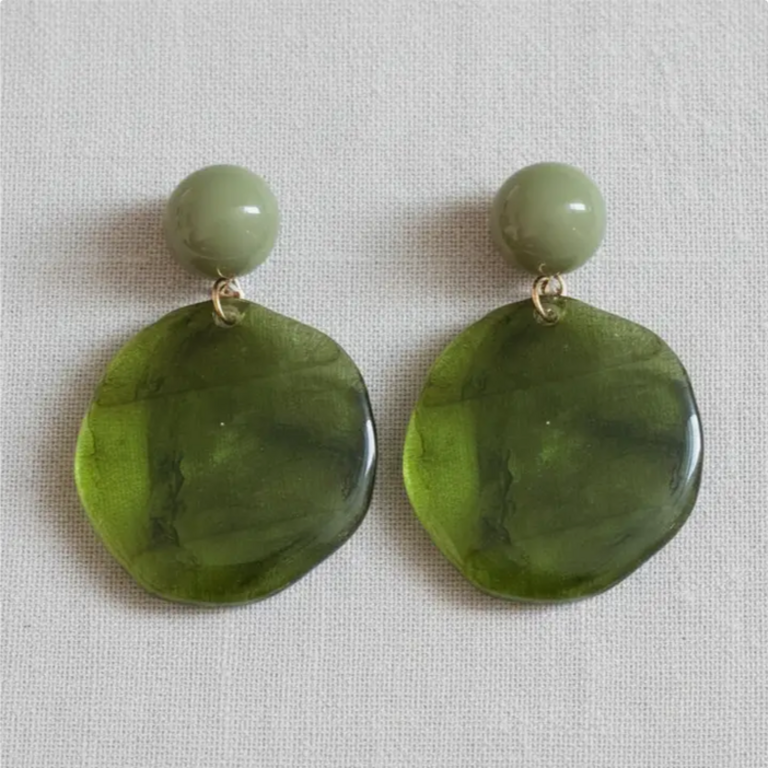 Blue Suede Jewels Resin Irregular Circle Earrings