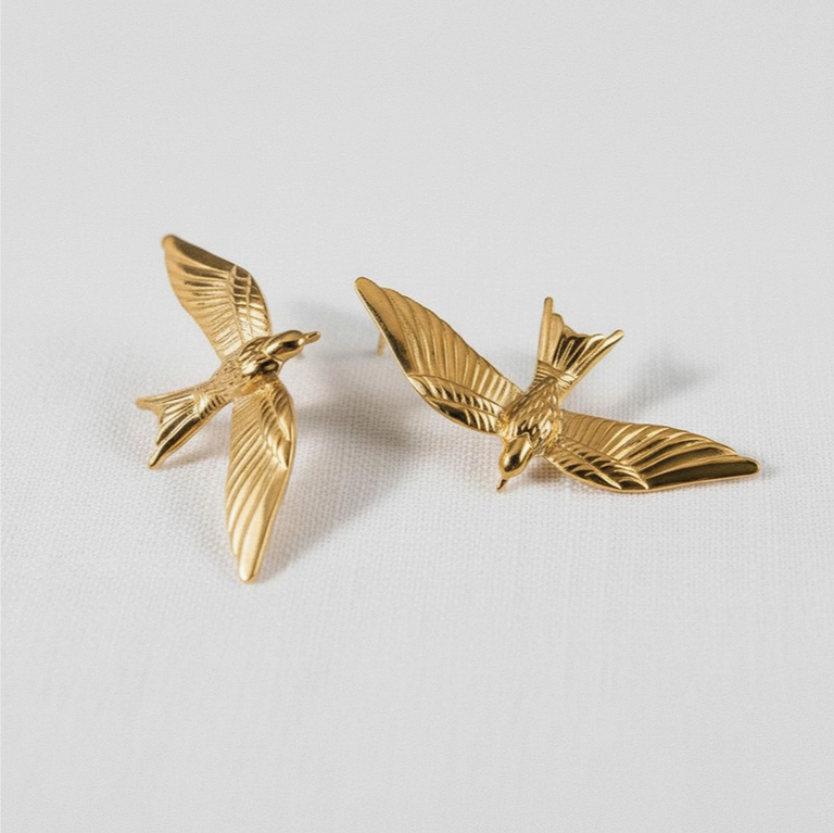 Blue Suede Jewels Vintage-Inspired Bird Earrings