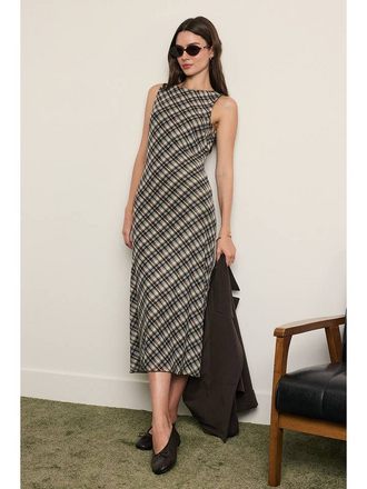 Raisonnel Plaid Mesh Maxi Dress