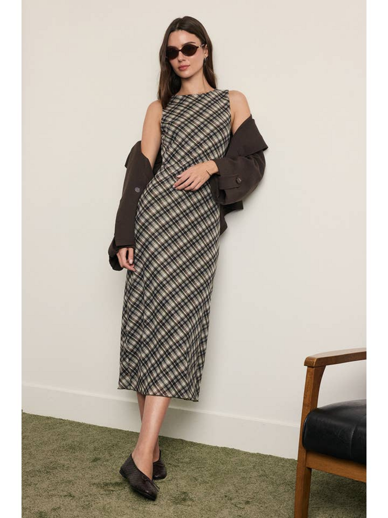 Raisonnel Plaid Mesh Maxi Dress