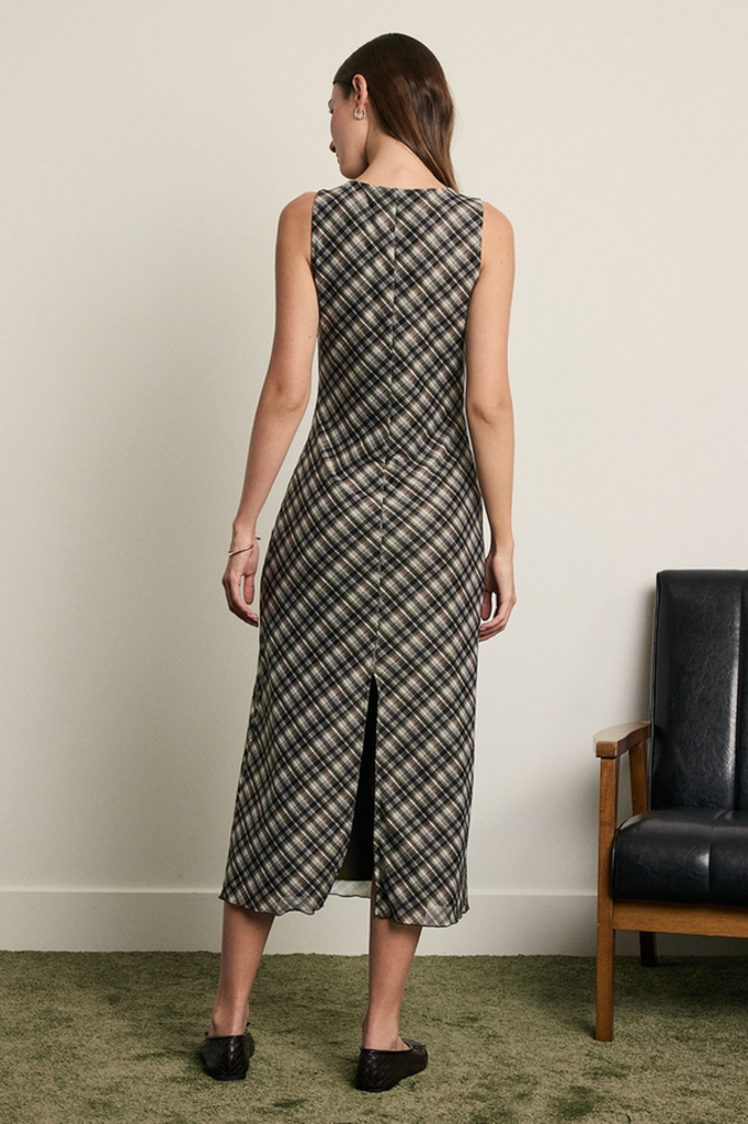Raisonnel Plaid Mesh Maxi Dress