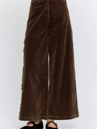 Camellia Wide-Leg Corduroy High-Rise Scalloped Trousers