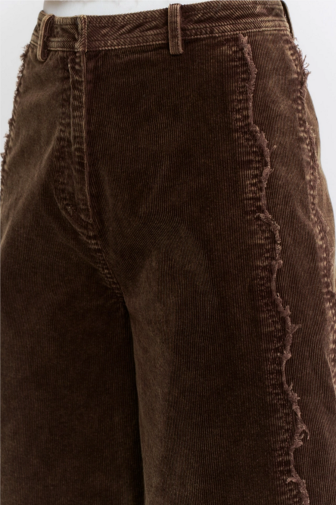 Camellia Wide-Leg Corduroy High-Rise Scalloped Trousers