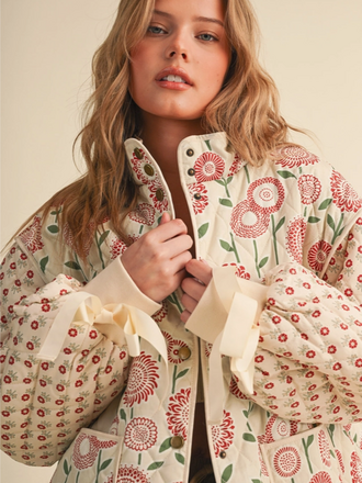 & Merci Quilted Mixed Floral Print Jacket