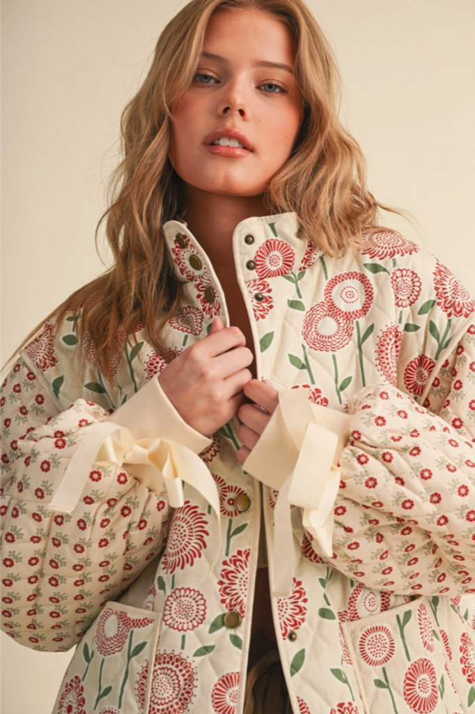 & Merci Quilted Mixed Floral Print Jacket
