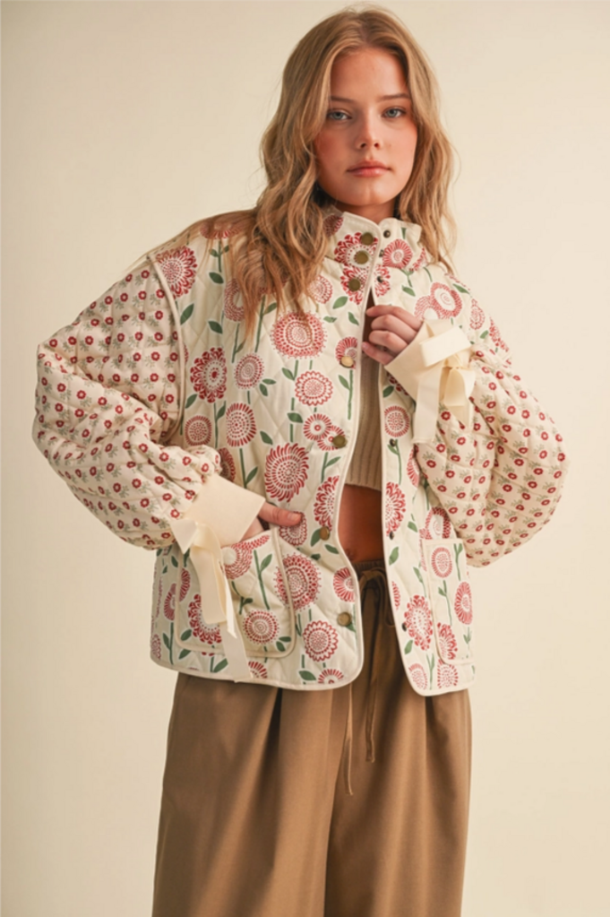 & Merci Quilted Mixed Floral Print Jacket