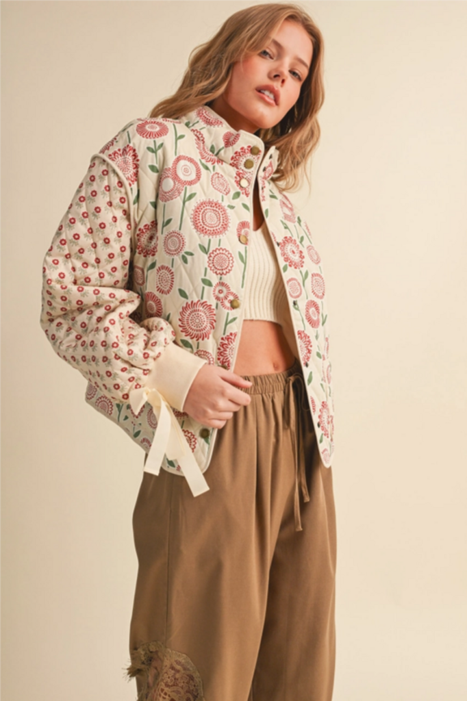 & Merci Quilted Mixed Floral Print Jacket
