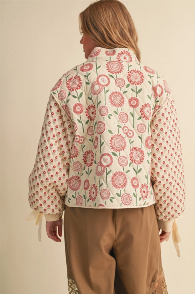 & Merci Quilted Mixed Floral Print Jacket