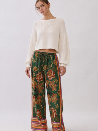 Oddi Border Print Wide Leg Pants