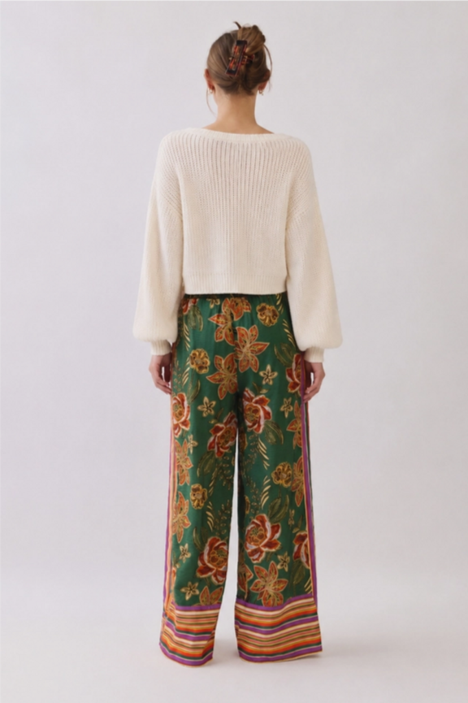 Oddi Border Print Wide Leg Pants