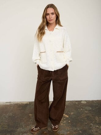 JOA Collared Button-Down Dog Jacquard Cardigan