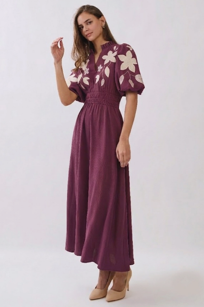 Oddi Floral Embroidered Midi Dress