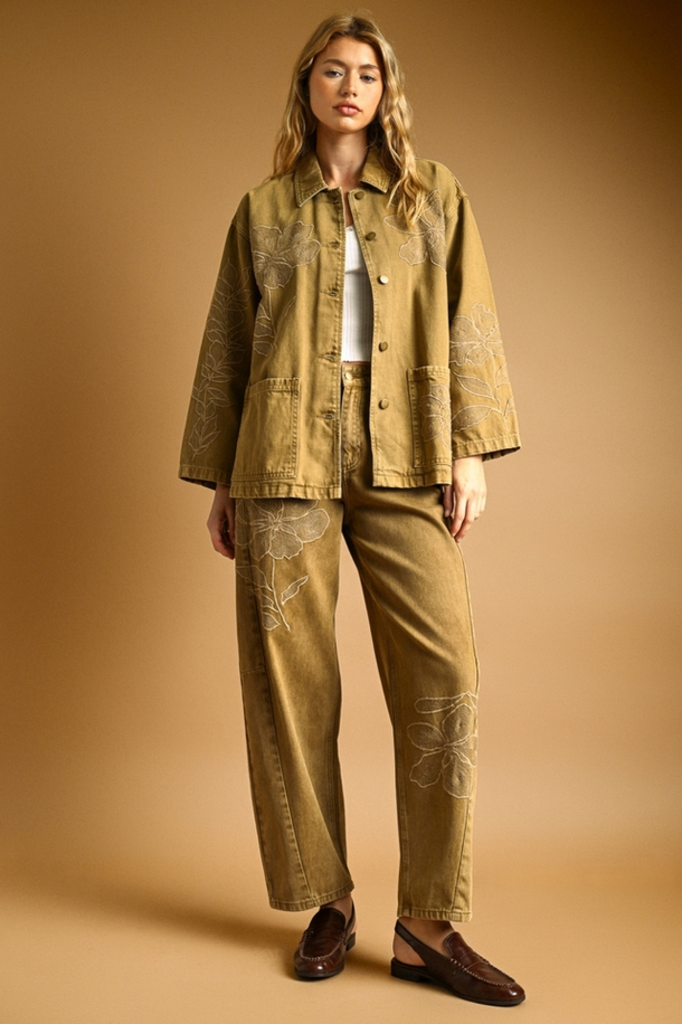 Miou Muse Embroidered Barrel Pants