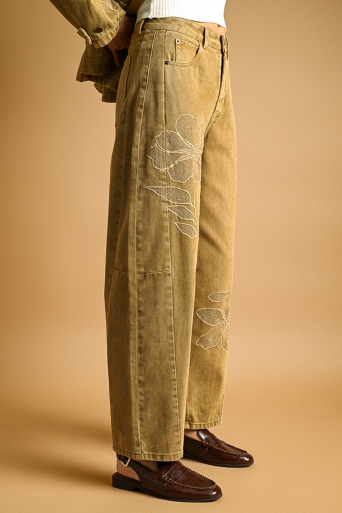Miou Muse Embroidered Barrel Pants