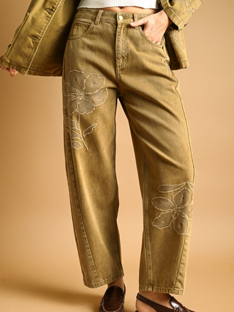 Miou Muse Embroidered Barrel Pants