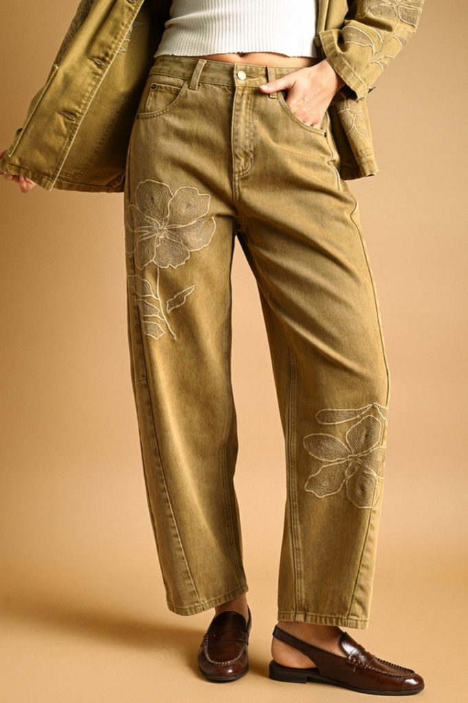 Miou Muse Embroidered Barrel Pants