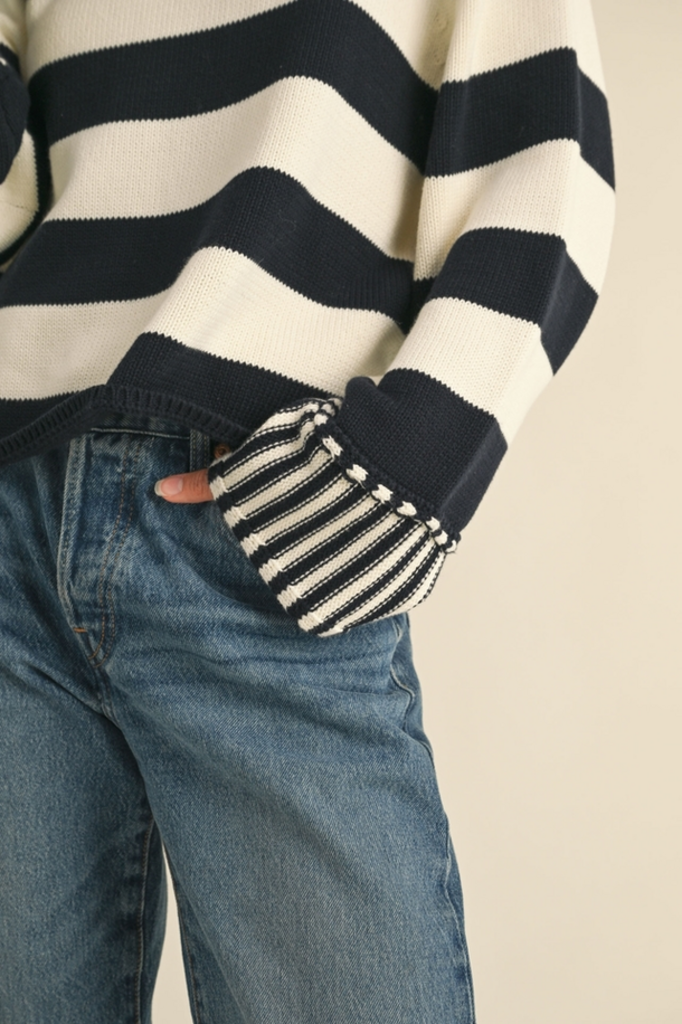 Miou Muse Black/White Striped Sweater