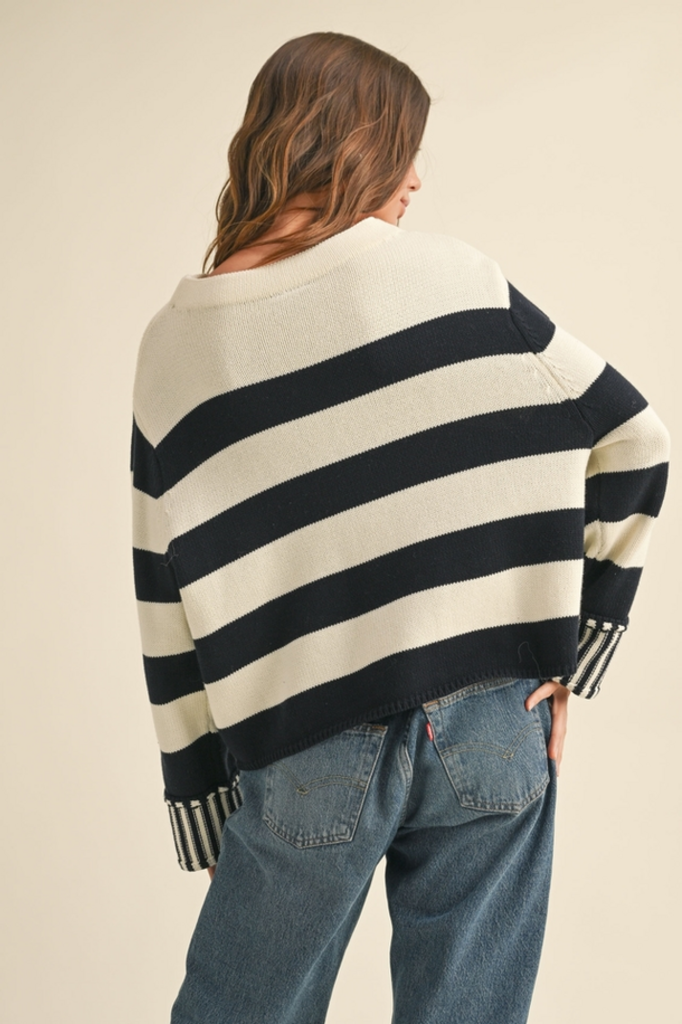 Miou Muse Black/White Striped Sweater