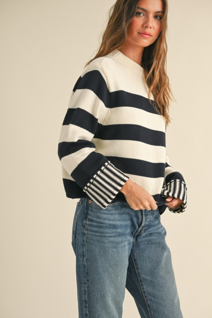 Miou Muse Black/White Striped Sweater