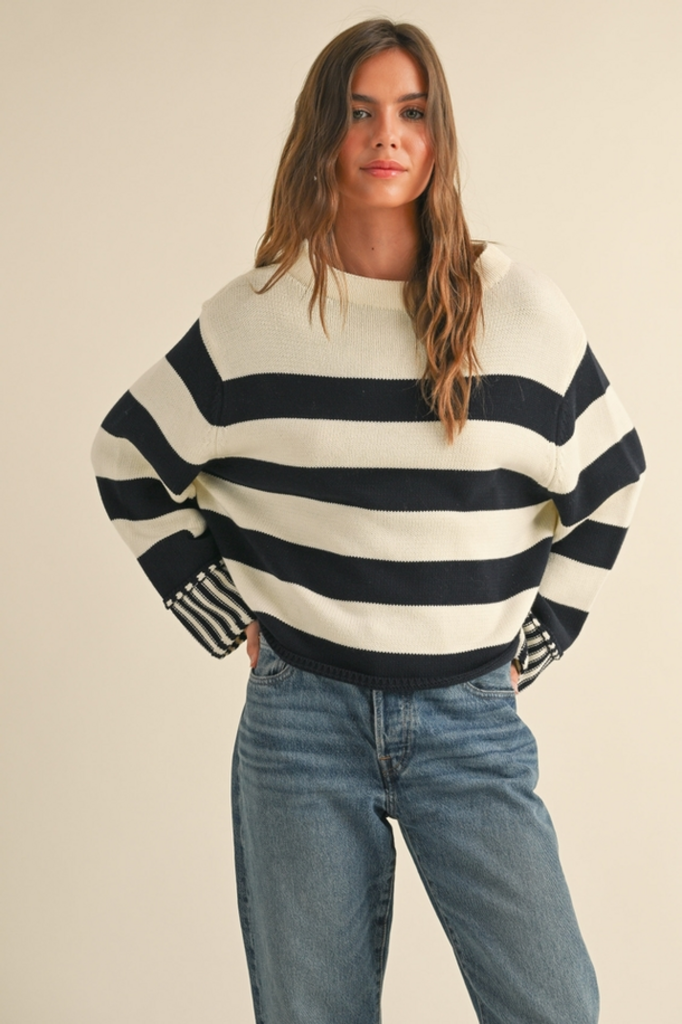 Miou Muse Black/White Striped Sweater