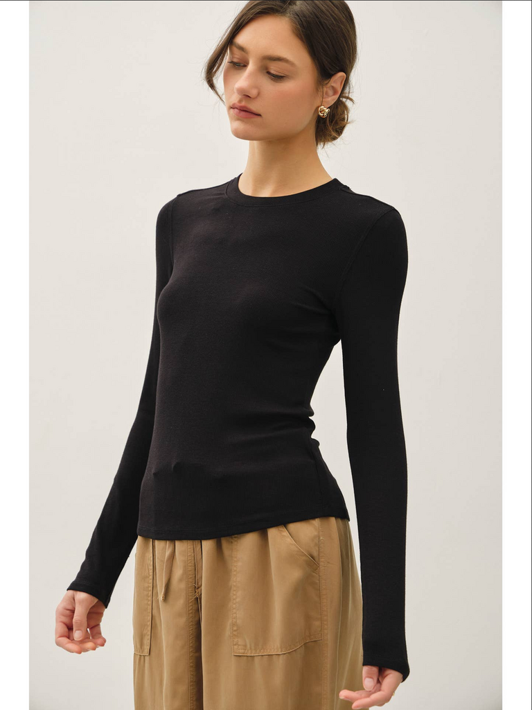 Be Cool Ribbed Crewneck Longsleeve Top